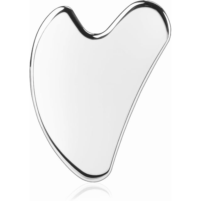 Estilo de corazón-acero inoxidable Gua Sha Facial Tools Guasha para la cara Metal Gua Sha Apriete la piel Masaje Guasha Beauty Tool para el cuerpo Ojos Cuello, Plata