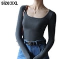 thumbnail image 2 of Camiseta básica de manga larga con cuello redondo y corte entallado para mujer, 2 of 6