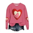 thumbnail image 2 of Fznquz Love Print Valentine Sweatshirts for Women Crew Neck Sweatshirt Cute Oversized Pink Fashion Outfits S, 2 of 5