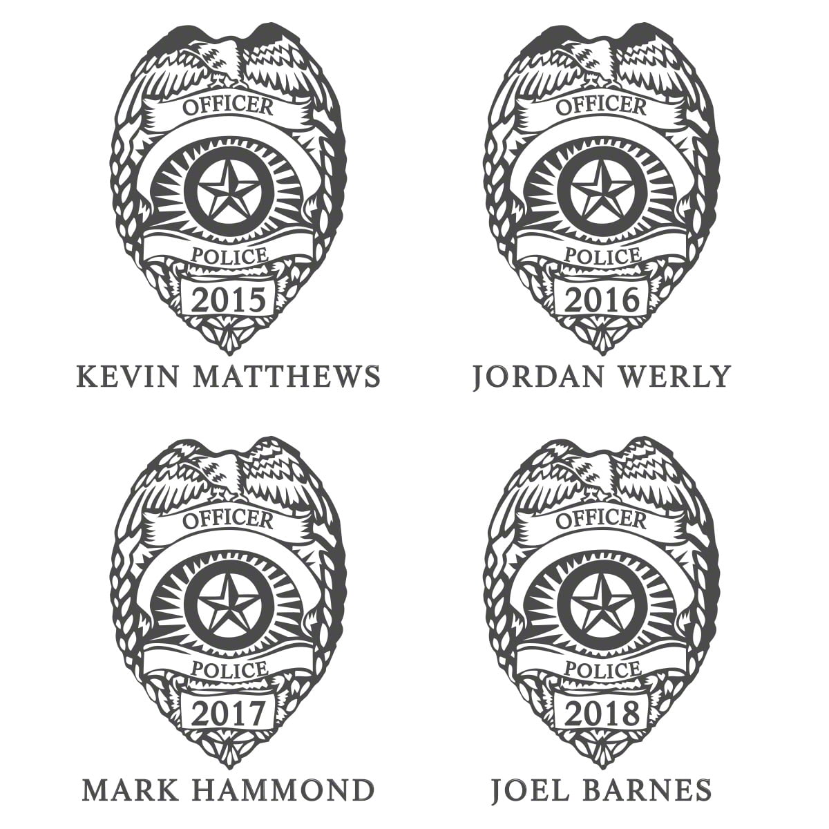 Police Badge Custom Whiskey Decanter and Rocks Glasses Gift Set