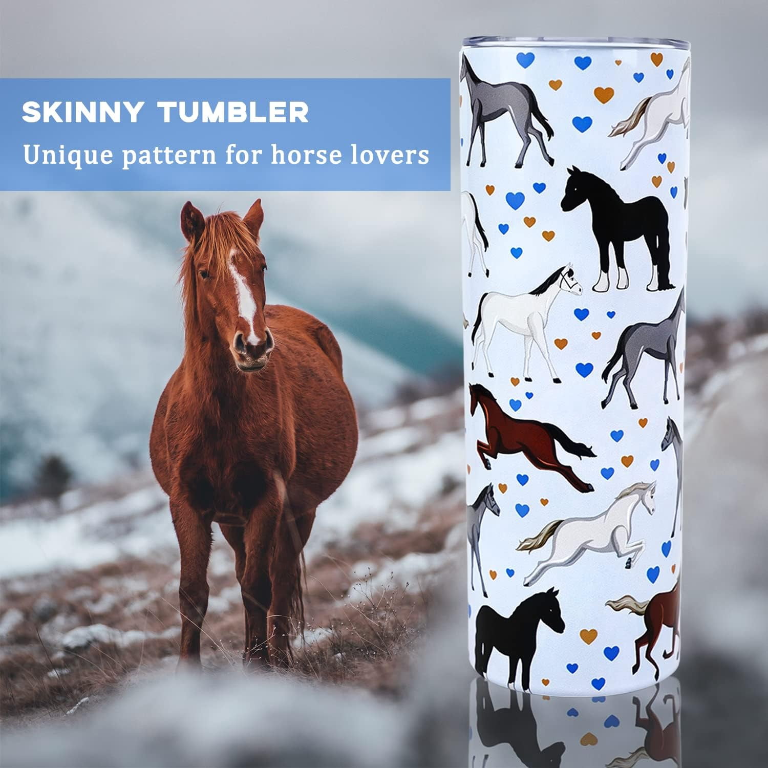 Horse Tumbler with Straw and Lid, Horse Gifts for Girls Women, Funny Horse Coffee Mug/Cup, Horse Stuff, Supplies, Accessories, Decor - Equestrian Gifts for Horse Lovers, Horse Owner Gift, Horse Cup