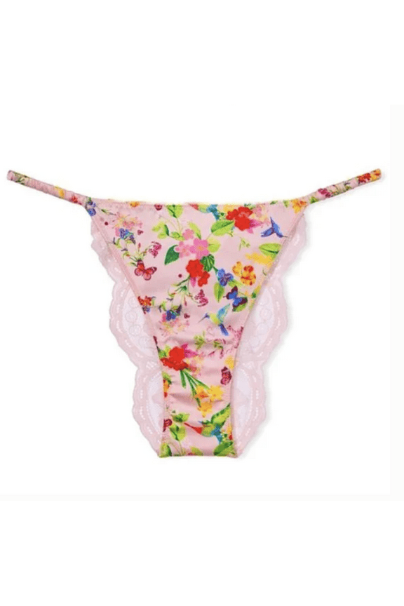 Victorias Secret hummingbird brazilian panty Silky Satin Lace Back XS