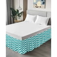 thumbnail image 4 of Turquoise Teal Bed Skirt King Size 16&nbsp;Inch Drop, Chevron Zig Zag Ripple Wrap Around Dust Ruffle Bedskirts, Wrinkle & Fade Resistant Easy Fit Bedskirt with Adjustable Elastic, 4 of 8