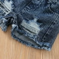 thumbnail image 5 of Coerni Toddler Baby Girl Summer Outfits Short Sleeve Letter Shirts Ripped Denim Shorts Pants Set Casual Clothes 6 Years, 5 of 6