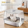 thumbnail image 6 of Enclosed Cat Litter Box with Flip-Top Lid, Stainless Steel Large Covered Litter Box, High Sided Metal Litter Pan with Litter Scoop & Mat, Odor Control, Leak Proof, Easy Cleaning, Grey, 6 of 9