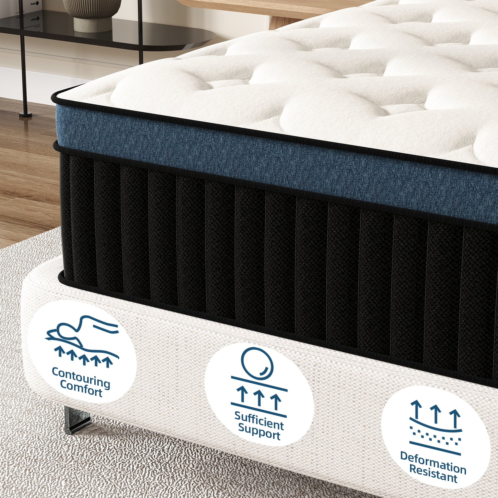 lemontalking 12 inch Twin Mattresses, Pocket Spring Hybrid Mattress with Gel Memory Foam for Cool Sleep,Medium Firm