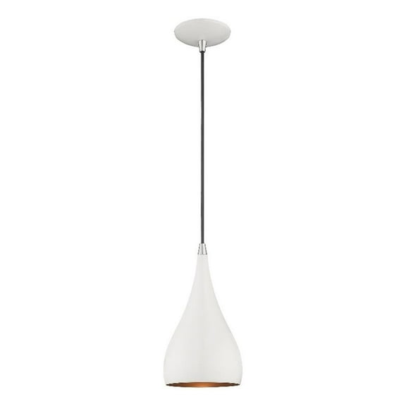 Beaumont Lane Transitional 6.25" 1-Light Metal Single Pendant in Shiny White