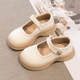 thumbnail image 5 of XIMIN Girls Platform Mary Jane Flats Summer Round Toe Soft Sole Non-Slip Cute Comfortable Toddler Princess Dress Flats for School Kids (Beige, 4.5-5 Years), 5 of 8