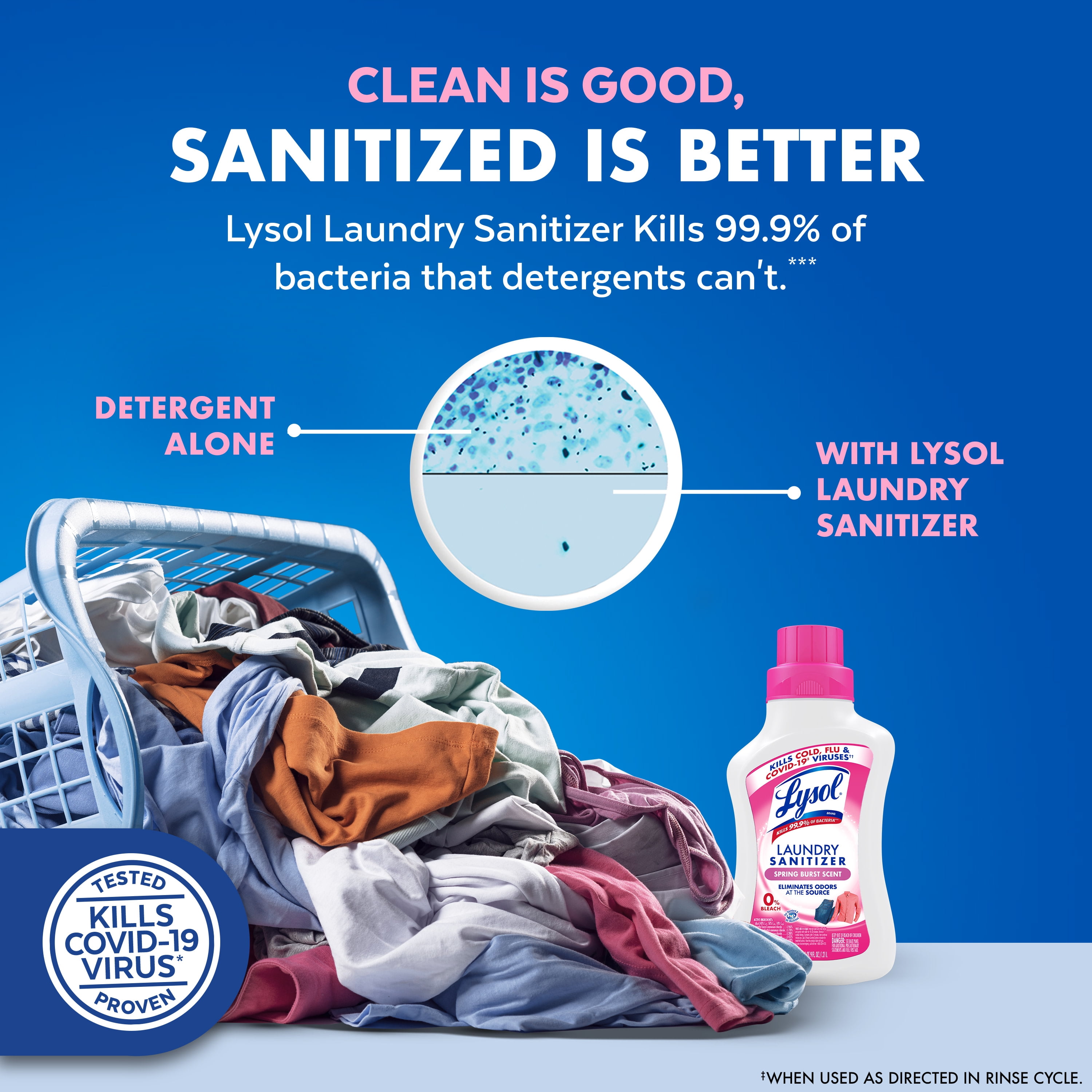 Lysol Laundry Sanitizer Additive, Sanitizing Liquid for Clothes and Linens, Spring Burst, 41 fl oz