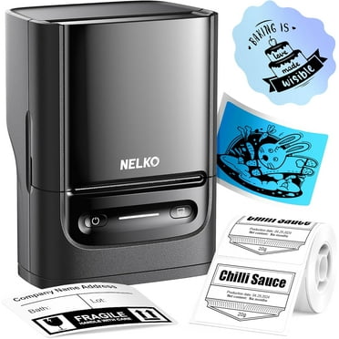 Nelko Label Maker Machine, PM220 Bluethooth Label Printer, 2 Inch Portable Thermal Printer for Small Business, Address, Logo, Clothing, Sticker Printer for Phones & PC, Black
