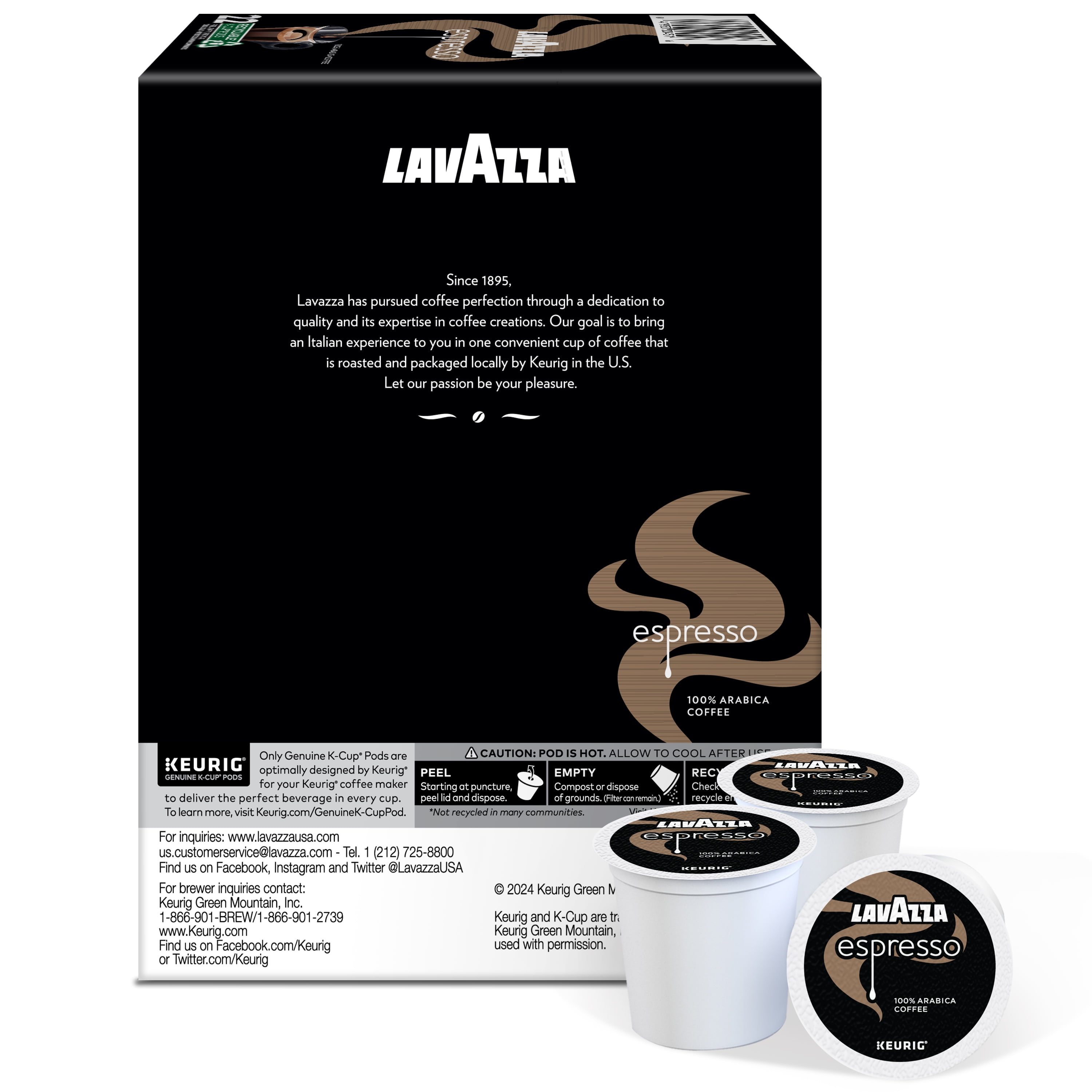 (4 pack) Lavazza Espresso Keurig K-Cup® Pods, Medium Roast, 100% Arabica (88 Pods)