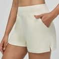 thumbnail image 2 of MIXUE Shorts For Women Summer Solid Color Elastic High Waist Casual With Pockets Shorts Outwear,Beige,L, 2 of 5