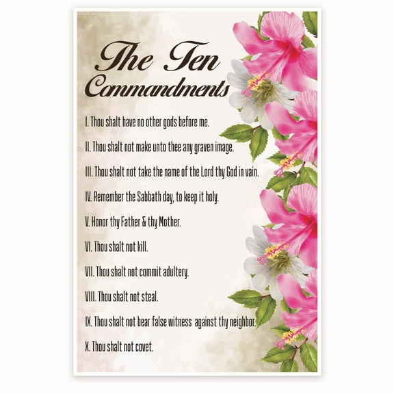 Bliss Monkey Co. Ten Commandments Poster - God's Commandments Wall Art - Christian Wall Decor - Old Testament Poster - 12 x 18 Inch Poster - Unframed - Premium 100lb Gloss - Made In USA - BMCP0113