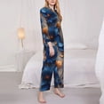thumbnail image 3 of Daiia Elegant Blue Gold Blooms for Women's Long-Sleeved Pajama Set – Soft & Comfortable Sleepwear Button-Up Pajamas Cozy Lounge Wear-XX-Large, 3 of 7