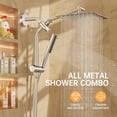 thumbnail image 2 of Veken Shower Head, 10'' All Metal Rain Shower Heads With Handheld Spray Combo, Hand Held Bathroom Combo With Adjustable Extension Arm, Home Gift For Mom, Dual Rainfall Showerhead Chrome, Silver, 2 of 5