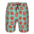 thumbnail image 3 of Honeii's Hand Drawn Strawberry Print Men's Casual Shorts with Drawstring，Swim Trunks Quick Dry Beach Shorts, 3 of 5