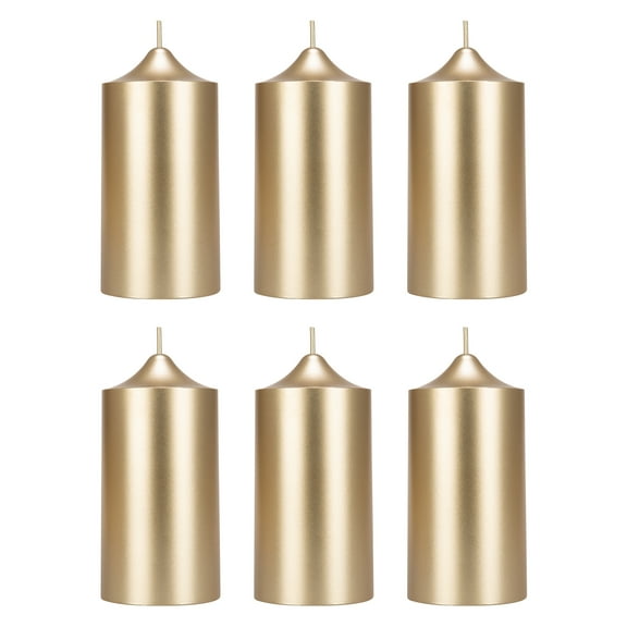 Mega Candles 6 pcs Unscented Gold Dome Top Round Pillar Candle, Hand Poured Premium Wax Candles 3 Inch x 6 Inch, Home Décor, Wedding Receptions, Baby Showers, Birthdays, Celebrations, Party & More
