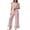 Pink, variant on Tqcoqu Women's 2 Piece Pajama Set, Round Neck Ruffle Short Sleeve Contrast Piping & Drawstring Ruffle Hem Wide Leg Pants, Loungewear Sleepwear for Women