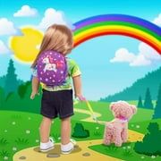 ZITA ELEMENT 7 Items American 18 Inch Doll Bag Doll Case Set and Doll Accessories Including 18 Inch Doll Clothes, Shoes, Sunglasses, Doll Backpack and Toy Dog