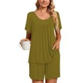 thumbnail image 1 of ICHUANYI Clearance 2PC Women's Round Neck Shorts Sleeve Two-piece Comfortable Home Pajamas Set Sports Set ICHUANYI "ICHUANYI", 1 of 7