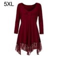 thumbnail image 1 of Vestido corto de empalme de encaje de talla grande para mujer Blusa de manga larga sexy Top informal de trabajo Methold AP1427-22B, 1 of 7