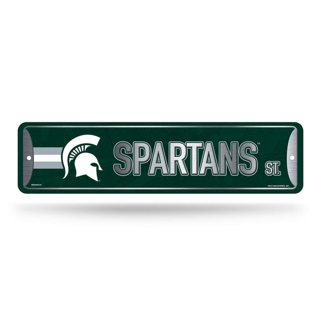 Rico Industries Ncaa Michigan State Spartans Home D?Cor Letrero De Metal Para La Calle (4 X 15 Pulgadas) Ideal Para El Hogar, Oficina, Dormitorio Y Cueva Del Hombre Hecho