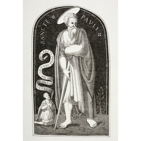 Saint Paul Paul Of Tarsus Paul The Apostle After An Enamel From Limoges By Etienne Mercier From Les Artes Au Moyen Age Published Paris 1873 Canvas Art - Ken Welsh Design Pics (24 x 34)