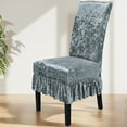 thumbnail image 2 of Tauxra Stretchy Velvet High Back Chair Cover With Skirt Solid Color For Home Hotel Dining Room Wedding, 2 of 6