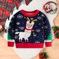 thumbnail image 2 of Bjutir Toddler Boys Girls Christmas Cartoon Warm Knitted Sweater Long Sleeve Tops Knitwear Cardigan Coat Sky Blue Size 5-6 Years, 2 of 8