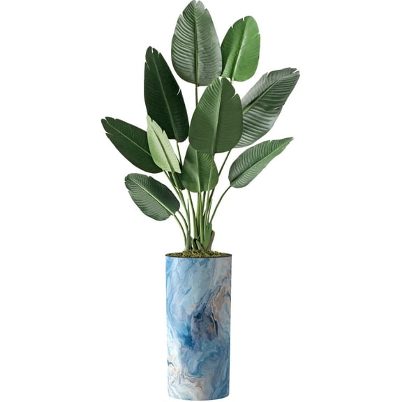 Artificial Tree in Modern Granite Effect Planter, Fake Bird of Paradise Silk Tree for Indoor and Outdoor Home Decoration - 67" Overall Tall (Plant Pot Plus Tree)