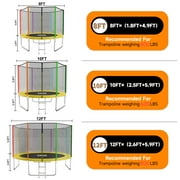 SKOK 8FT Backyard Trampoline with Enclosure Net & Ladder, Upright-Poled Outdoor Colorful Trampoline, 400LBS Capacity Waterproof Durable Trampoline for Kids & Adults Family Birthday Gift