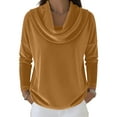 thumbnail image 7 of Hearthz Women's Velvet Cowl Neck Tops Dressy Long Sleeve Shirts Evening Elegant Tunic Blouses Holiday Party Clothes Gold XXL, 7 of 7