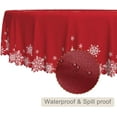 thumbnail image 2 of Christmas Round Tablecloth 70 Inch Red and White Snowflakes Decorative Table Cloth Washable and Wrinkle Resistant Fabric Table Cover for Kitchen Dining Winter Holiday Xmas New Year Party Decor, 2 of 7