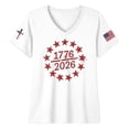 thumbnail image 3 of LINGLANG Fourth of July Shirts for Women, Patriotic American Flag V Neck T Shirt Summer Casual July 4th USA 250th Anniversary Graphic Tee Tops, 3 of 3