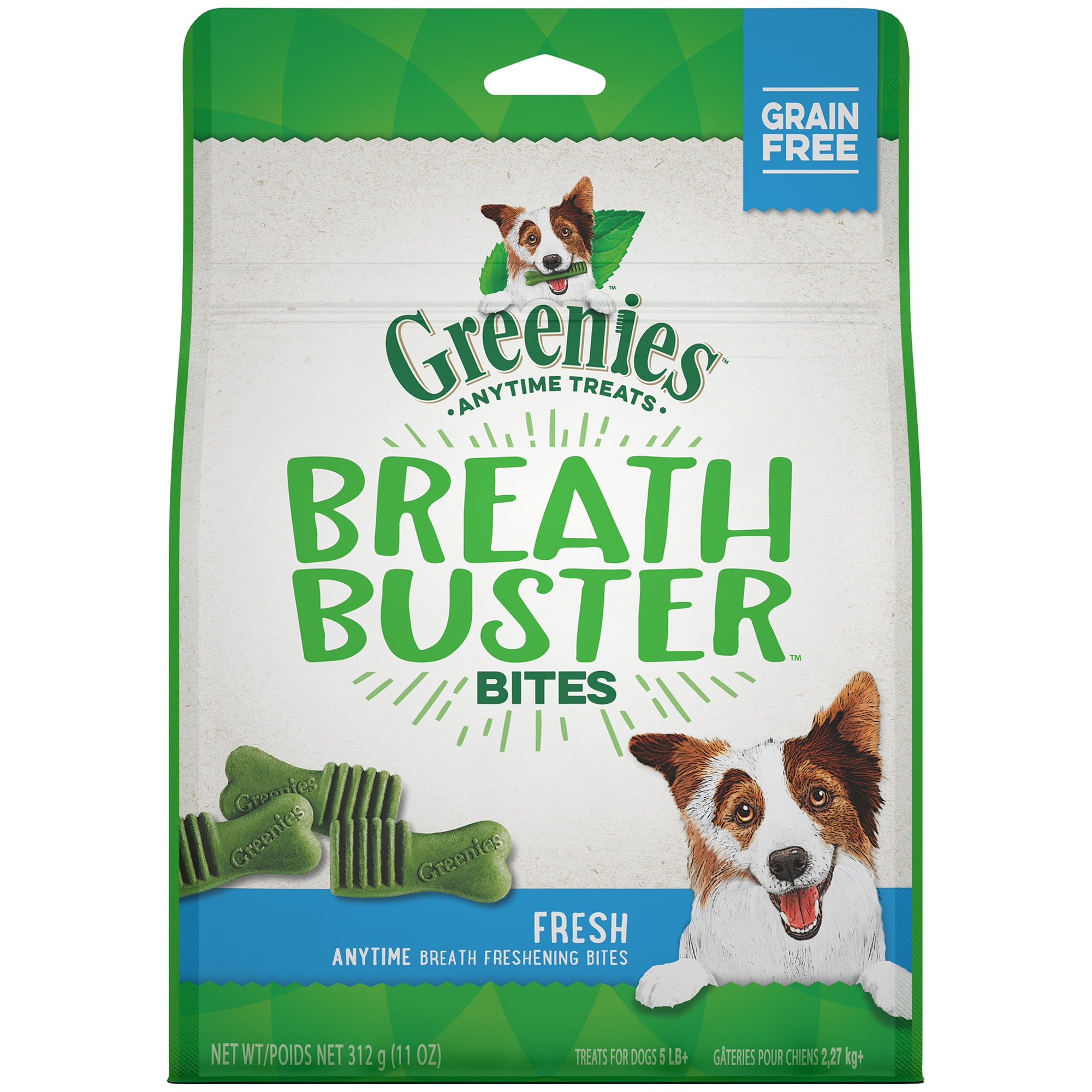 GREENIES BREATH BUSTER BITES Treats for Dogs Fresh Flavor 11 oz. Bag