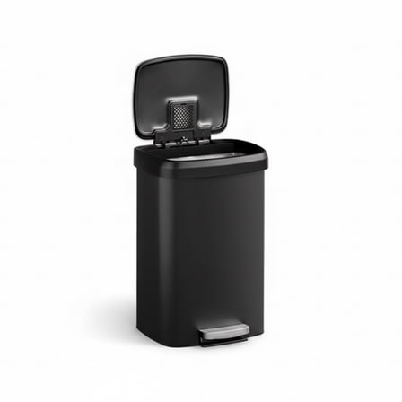Garvee 50 L Plastic Trash Can with Soft Close Lid, Liner Rim, Black