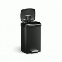 Garvee 50 L Plastic Trash Can with Soft Close Lid, Liner Rim, Black