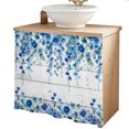 thumbnail image 2 of Spring Blue Floral Cabinet Curtains 35"W x 35"L, Farmhouse Weeping Floral Leaves Wood Sink Skirt for Bathroom Vanity Kitchen Self Adhesive, Dust-Proof Privacy Curtain for Shelves Closet Pantry, 2 of 9
