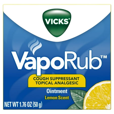 Vicks Vaporub Cough Topical Analgesic Ointment Lemon Scent, 1.76oz, 3-Pack