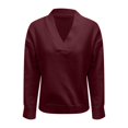 thumbnail image 3 of Aellinatey Sweaters for Women V Neck Casual Knit Solid Color Long Sleeve Sweatshirts Comfy Warm Thick Soft Winter Baggy Clothes, 3 of 9