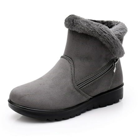 

Women Snow Boots Winter Shoes Faux Fur Lined Warm Comfortable Anti Slip Booties with Zippers