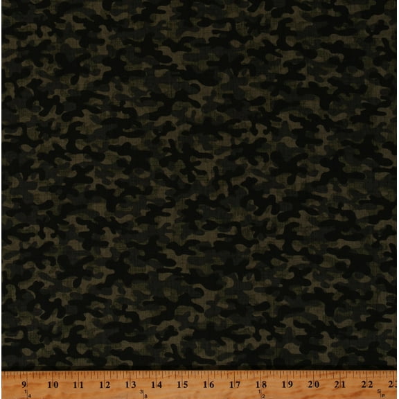 Cotton Camouflage Camo Blender Green Black Cotton Fabric Print by the Yard (CAMO-C8000-GREEN)