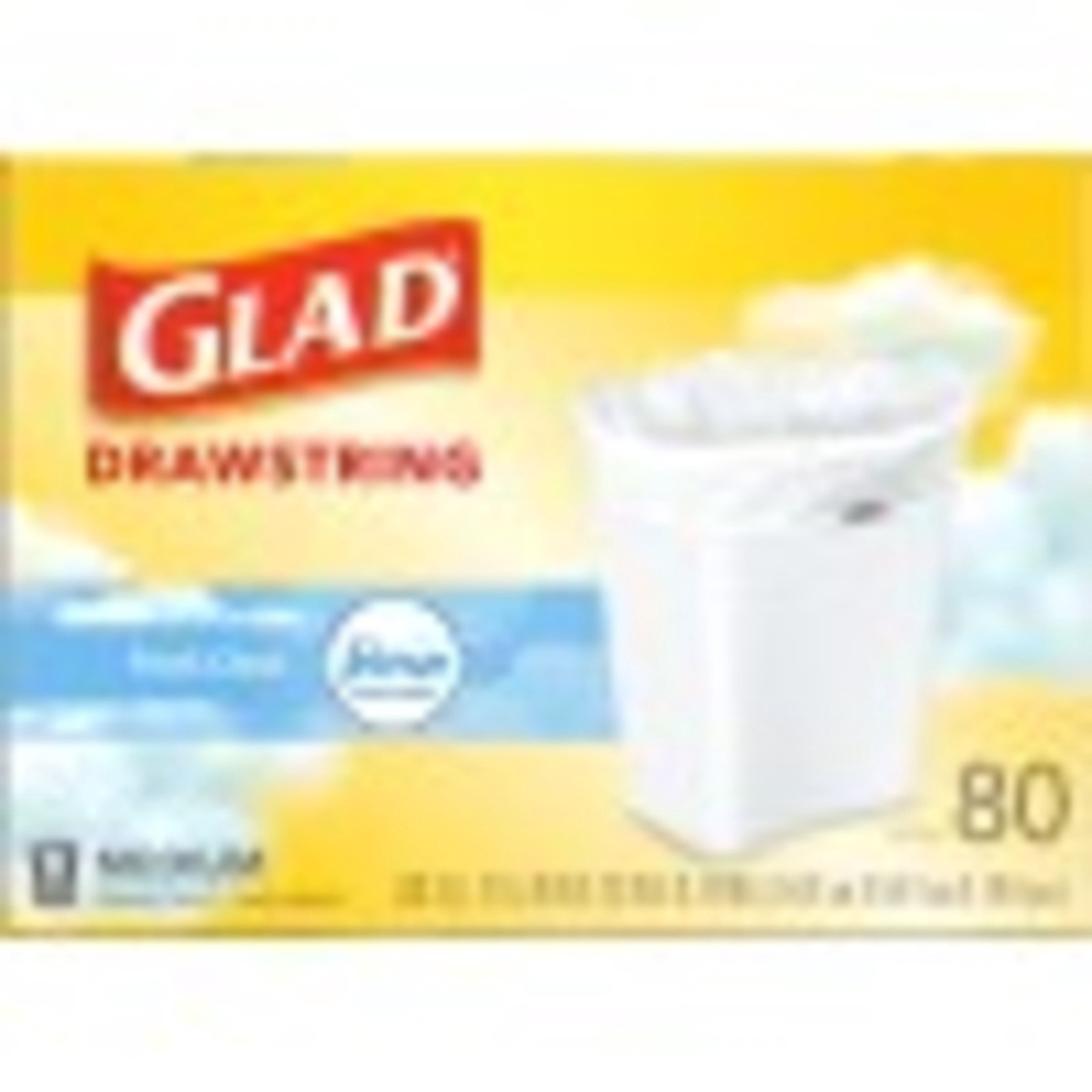 Glad 8 Gallon Medium Drawstring Kitchen Trash Bags, Fresh Clean, 80 Bags