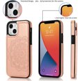 thumbnail image 6 of Design for iPhone 13 Case with Tempered Glass Screen Protector Credit Card Holder Slot, Leather Wallet Phone Cases Kickstand Protective Cover for iPhone13 iP13 Women 6.1 inch Rose Gold, 6 of 12