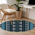 thumbnail image 3 of Area Rug 48in, Southwestern Aztec Blue Geometric Floor Carpet Living Room Rug, Vintage Tribal Pattern Non-Slip Welcome Mat Indoor Rugs for Bedroom Dining Room, 3 of 9