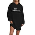 thumbnail image 5 of Sakmal Thickened Winter Moomoo Dresses for Women Warm Short Casual Black Night dress Letter Print Long Sleeve Nightgowns for Women, 5 of 5