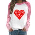 thumbnail image 1 of Cameland Rabais Saint-Valentin Femmes Mignon Rouge Cœur Graphique T-Shirts Raglan Manches Longues Col Rond Sweatshirts Ample Décontracté Tops Rose, 1 of 3