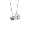 thumbnail image 2 of Delight Jewelry Silvertone Antiqued Fish Silvertone Script Initial Disc - L - Charm Necklace, 20"+3", 2 of 4