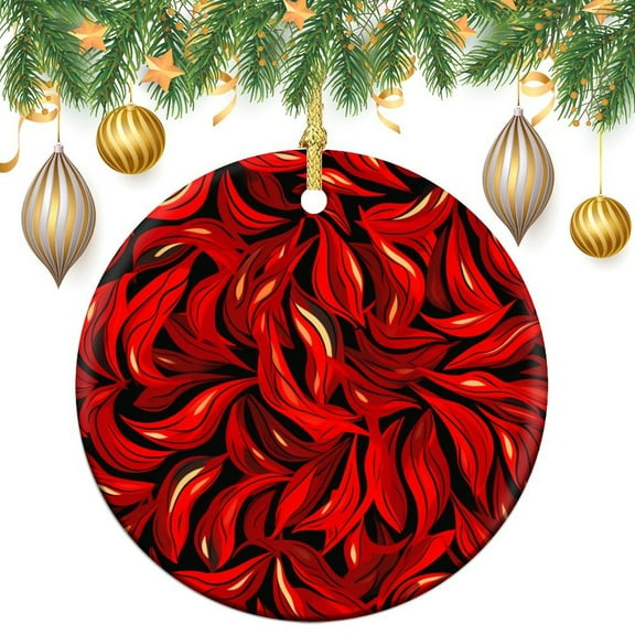 Spicy Red Hot Chili Pepper Ceramics Ornaments Watercolor Farm Plants Christmas Ornament Keepsake Xmas Holiday Keepsake Christmas Tree Decoration Funny Gifts for Women/Men