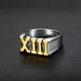 thumbnail image 2 of K-KED Mens Stainless Steel Roman Numeral Biker Lucky Number 13 Ring Size 7-14-12-Gold, 2 of 6